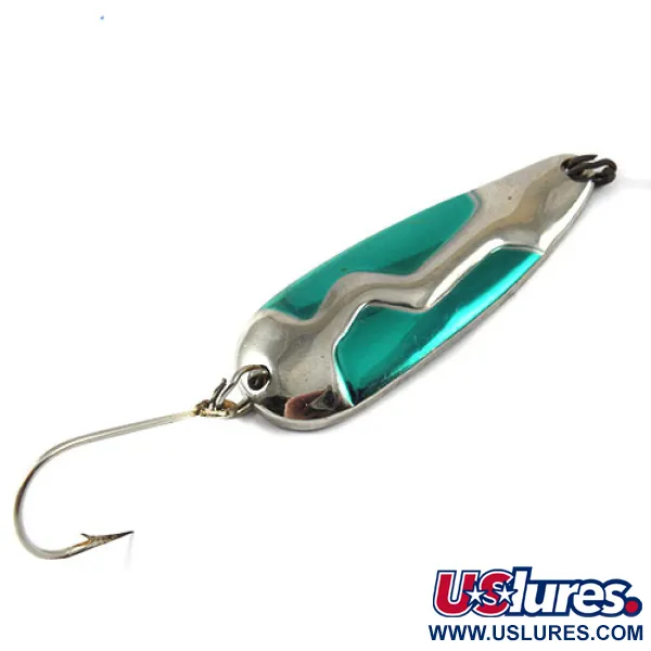 Vintage  Acme Kamlooper Jumbo, 2/3oz Nickel / Green fishing spoon #0786