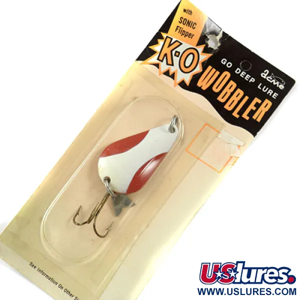  Acme K.O. Wobbler, 1/2oz Red / White / Nickel fishing spoon #0812