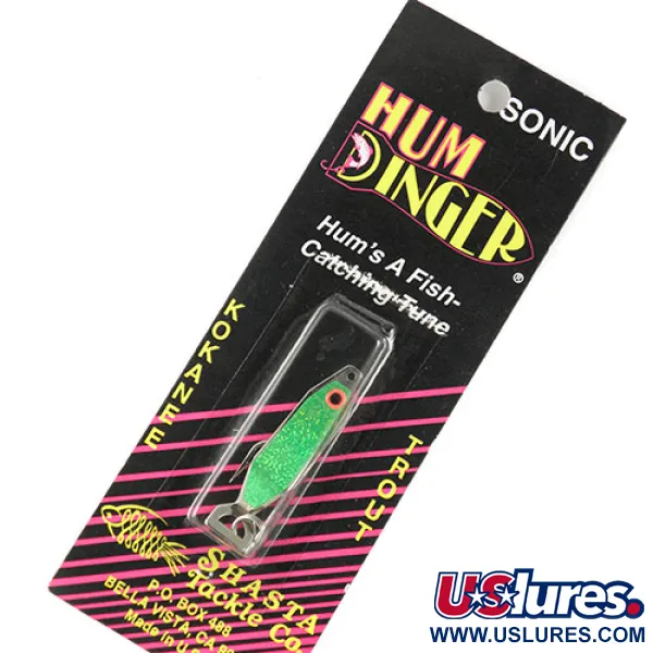  Shasta Tackle Humdinger, 1/8oz Nickel / Green / glitter fishing spoon #0815