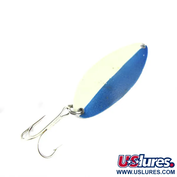 Vintage  Seneca Little Cleo (Hula Girl) Glow, 1/2oz Glow White / Blue fishing spoon #0825