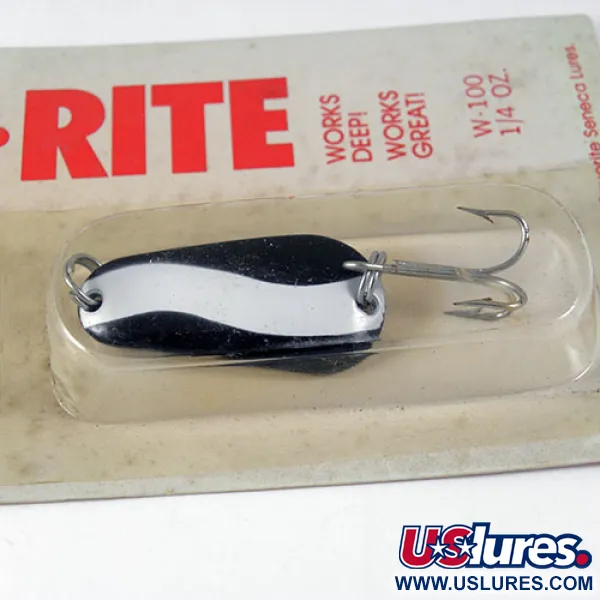  Seneca Wob-L-Rite, 1/4oz Black / White fishing spoon #0832