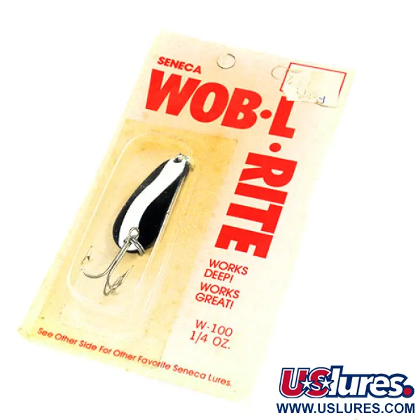  Seneca Wob-L-Rite, 1/4oz Black / White fishing spoon #0832