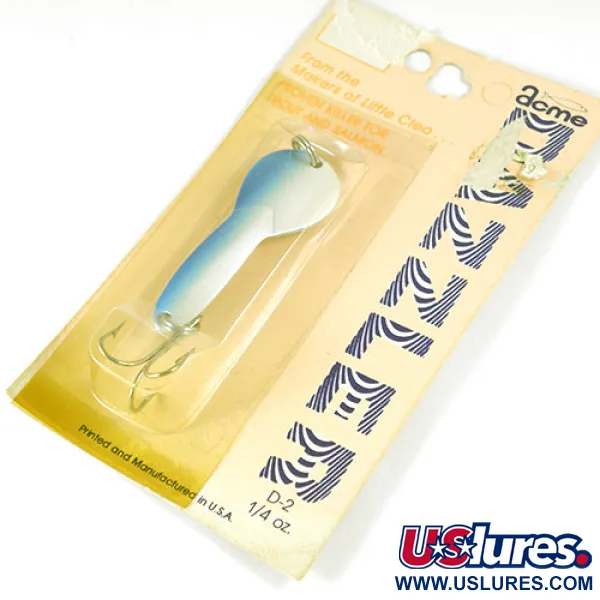  Acme Dazzler, 1/4oz White / Blue fishing spoon #0835