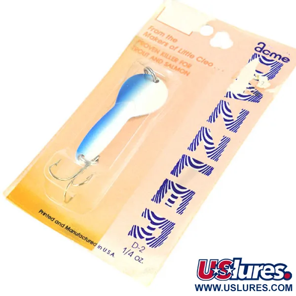  Acme Dazzler, 1/4oz White / Blue fishing spoon #0835