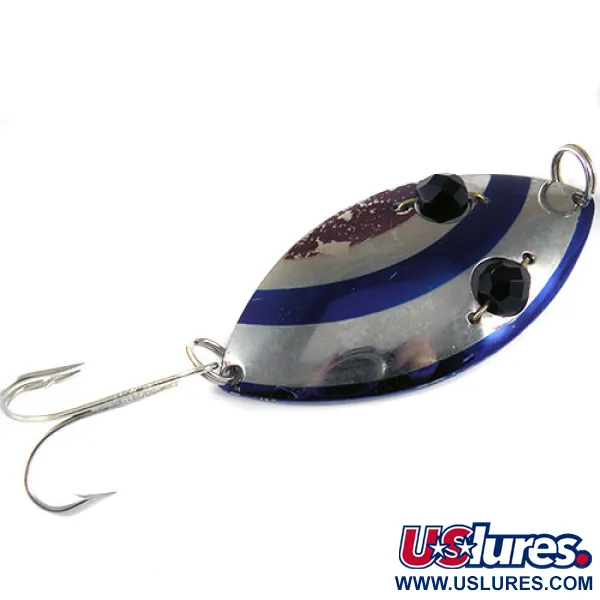 Vintage  Eppinger Red Eye Wiggler, 1oz Nickel / Blue / Red Eyes fishing spoon #0853