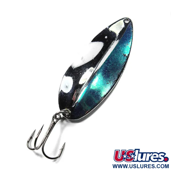 Vintage  TODDCO Main liner, 3/4oz Nickel / Green fishing spoon #0865