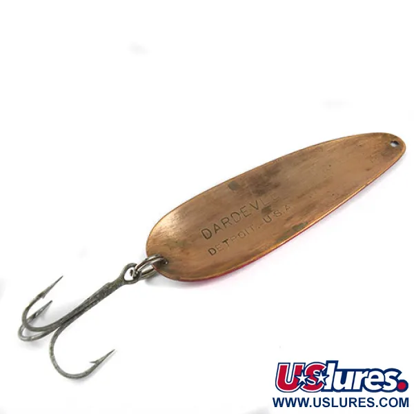 Vintage  Eppinger Dardevle, 1oz Red / White / Bronze (Brass) fishing spoon #0869