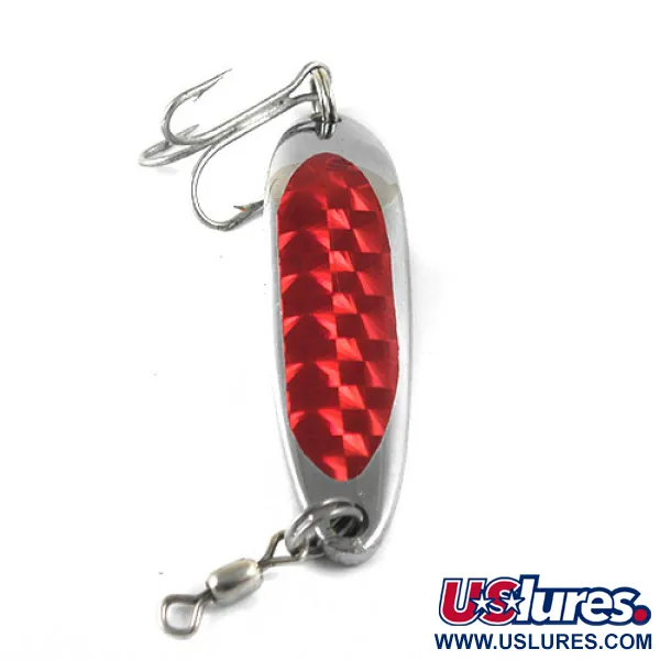 Vintage  Luhr Jensen Krocodile Die #3 0871, 1/2oz Nickel / Red fishing spoon #0871