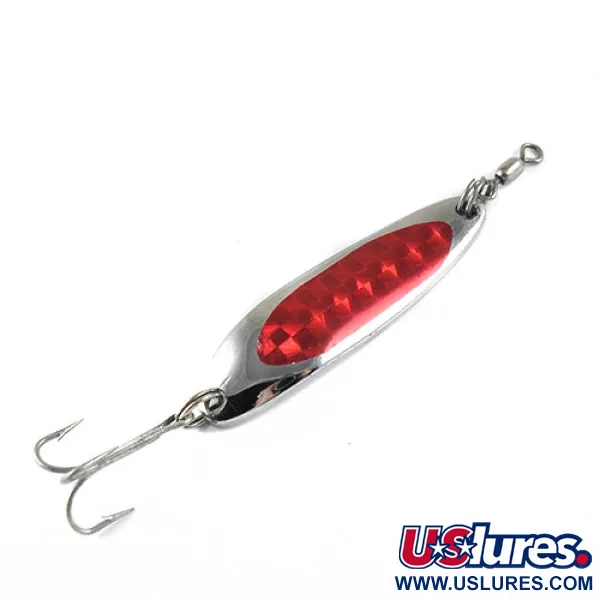 Vintage  Luhr Jensen Krocodile Die #3 0871, 1/2oz Nickel / Red fishing spoon #0871