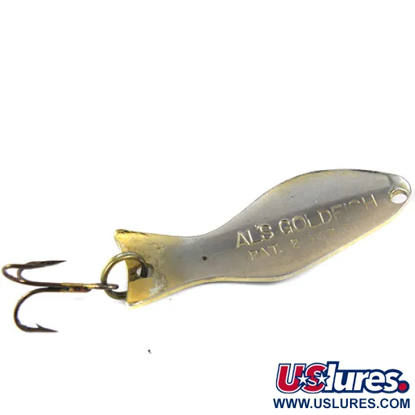 Vintage   Al's gold fish, 1/4oz Nickel / Gold fishing spoon #0890