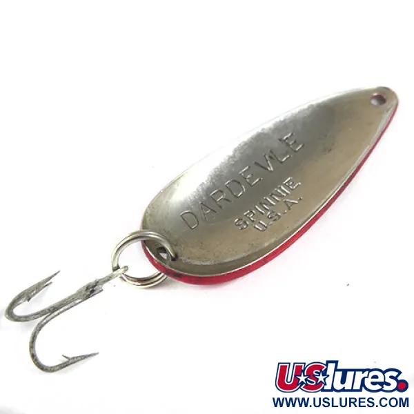 Vintage  Eppinger Dardevle Spinnie, 1/3oz Red / White / Nickel fishing spoon #0909