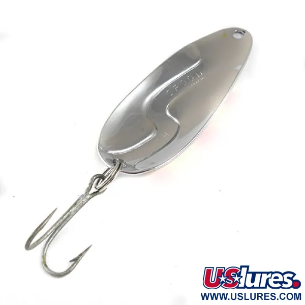 Vintage  Kushner Tackle Kush Spoon, 1/3oz Yellow / Red / Nickel fishing spoon #0911