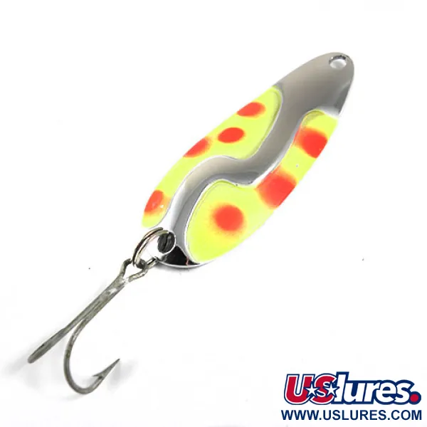 Vintage  Kushner Tackle Kush Spoon, 1/3oz Yellow / Red / Nickel fishing spoon #0911