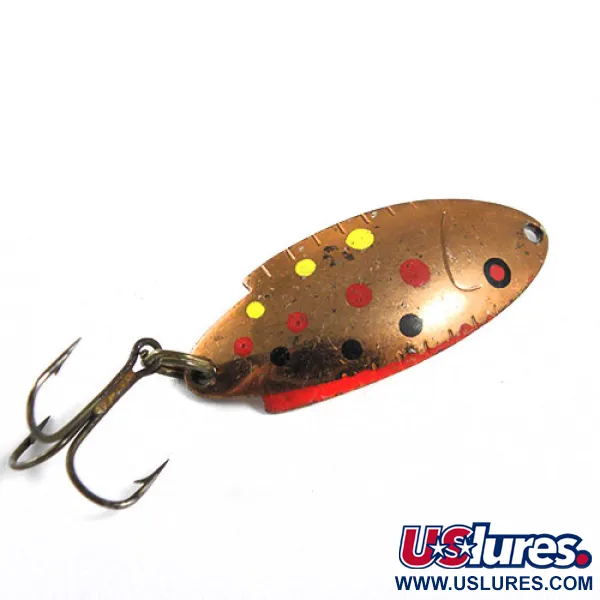 Vintage   Thomas Buoyant, 3/16oz Bronze (Brass) / Red / Yellow fishing spoon #0916