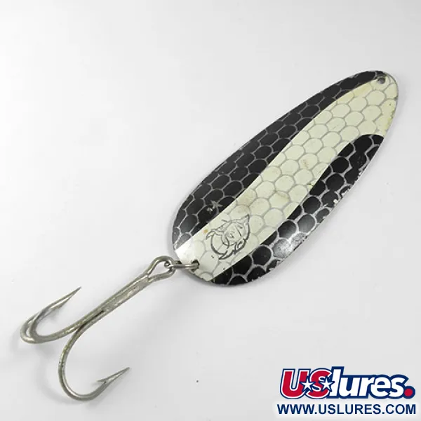 Vintage  Eppinger Dardevle Huskie Junior, 2oz Black / White / Nickel fishing spoon #0919