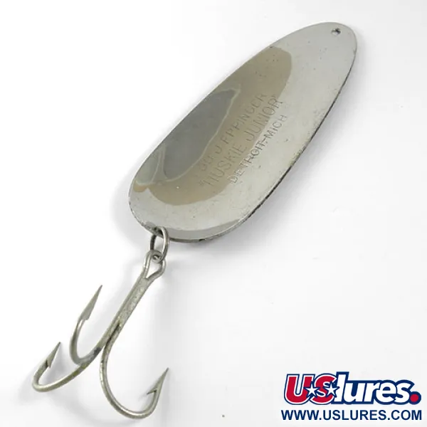 Vintage  Eppinger Dardevle Huskie Junior, 2oz Black / White / Nickel fishing spoon #0919
