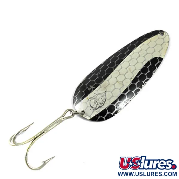Vintage  Eppinger Dardevle Huskie Junior, 2oz Black / White / Nickel fishing spoon #0919