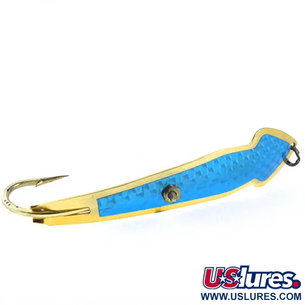 Vintage  Luhr Jensen Tony Accetta Pet spoon 18, 1 1/3oz Gold / Blue fishing spoon #0923