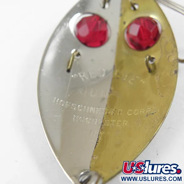 Vintage  Hofschneider Red Eye Junior , 1/2oz Nickel / Brass / Red Eyes fishing spoon #0968