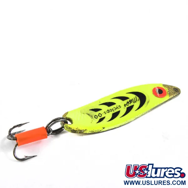 Vintage   Mepps Syclops 00, 3/16oz Fluorescent Green fishing spoon #0972