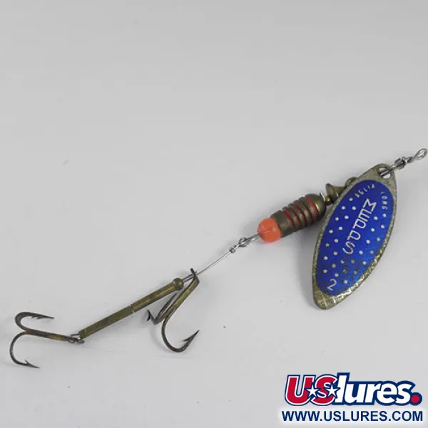 Vintage   Mepps Aglia Long 2 0986, 1/4oz Nickel / Blue spinning lure #0986