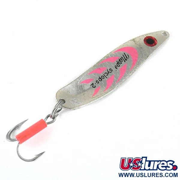 Vintage   Mepps Syclops 2, 3/5oz Nickel / Pink fishing spoon #0995