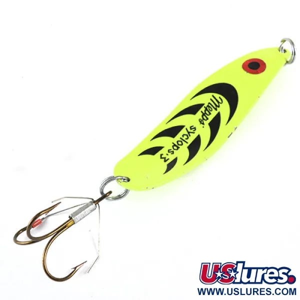 Vintage   Mepps syclops 3, 1oz Fluo (Chartreuse) fishing spoon #0996
