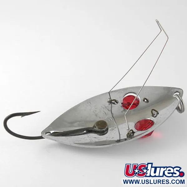 Vintage  Hofschneider Weedless Red Eye Wiggler, 1oz Nickel / Red fishing spoon #1002