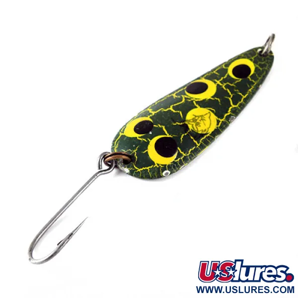 Vintage  Eppinger Dardevle Imp, 2/5oz Frog (Yellow / Green / Nickel) fishing spoon #1025