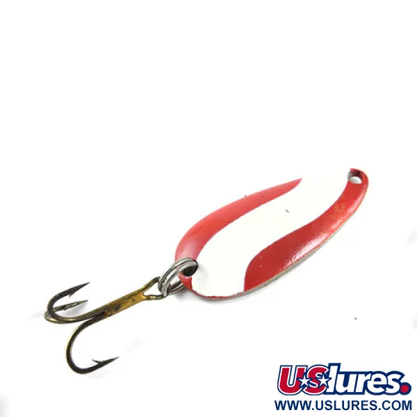Vintage  Acme Wonderlure, 1/4oz Red / White / Nickel fishing spoon #1034