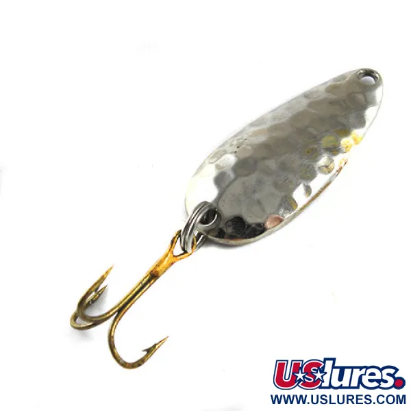 Vintage  Acme Wonderlure, 1/4oz Hammered Nickel fishing spoon #1042