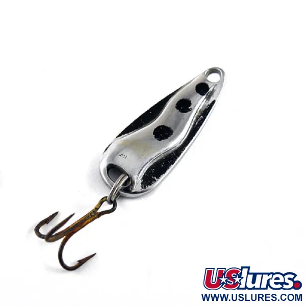 Vintage  Luhr Jensen Hot Shot W, 3/16oz Nickel / Black fishing spoon #1055