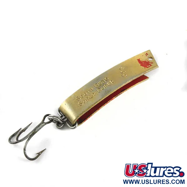 Vintage  South Bend Super-Duper 503, 1/8oz Gold / Red fishing spoon #1058