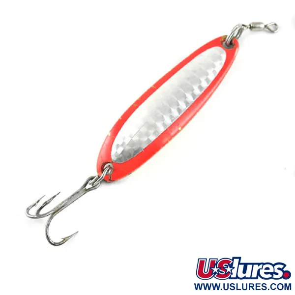 Vintage  Luhr Jensen Krocodile Die #3, 1/3oz Red / Hologram / Brass fishing spoon #1063