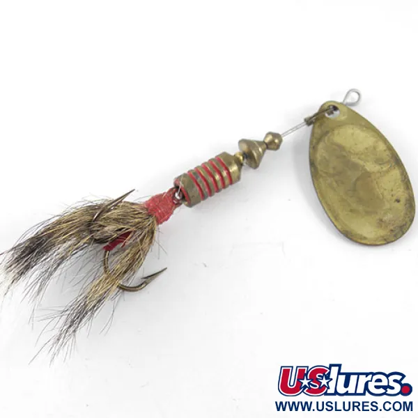 Vintage   Mepps Aglia 3 dressed, 1/4oz Brass / Red / White spinning lure #1084