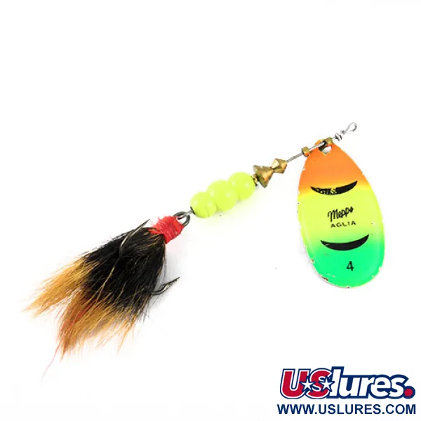 Vintage   Mepps Aglia Fluo 4 dressed, 1/3oz Brass / Fluorescent spinning lure #1085