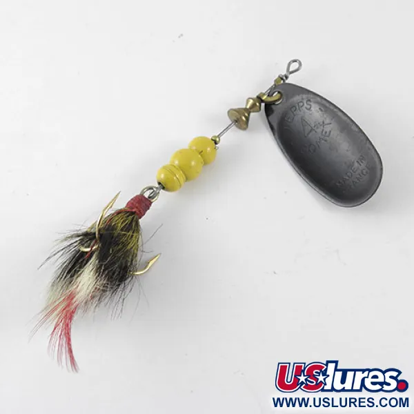 Vintage   Mepps Black Fury 4 Dressed, 1/3oz Yellow / Black spinning lure #1089