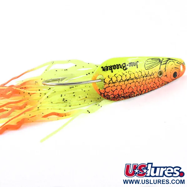 Vintage  Northland tackle Jaw-Breaker, 1/2oz Fluorescent Yellow / Orange fishing spoon #1094
