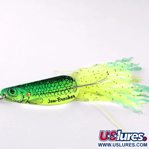 Vintage  Northland tackle Jaw-Breaker, 1/2oz Fluorescent Yellow / Green fishing spoon #1095