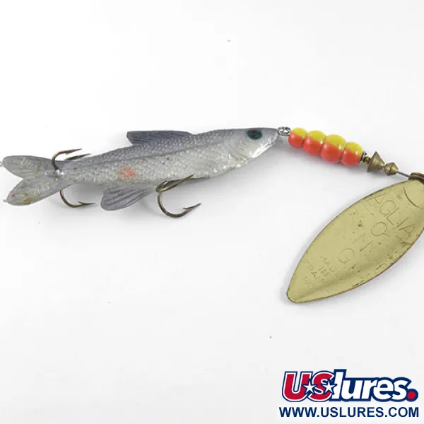 Vintage    Mepps 4 Aglia Long Mino, 3/4oz Brass / Red spinning lure #1100