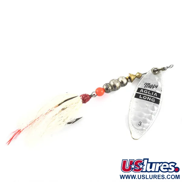 Vintage   Mepps Aglia Long 3 Dressed, 2/5oz Nickel spinning lure #1101