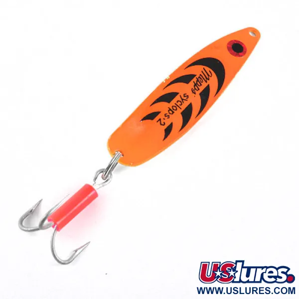 Vintage   Mepps Syclops 2, 3/5oz Orange / Brass fishing spoon #1106