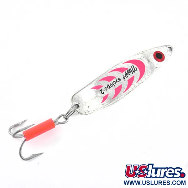 Vintage   Mepps Syclops 2, 3/5oz Nickel / Pink fishing spoon #1107