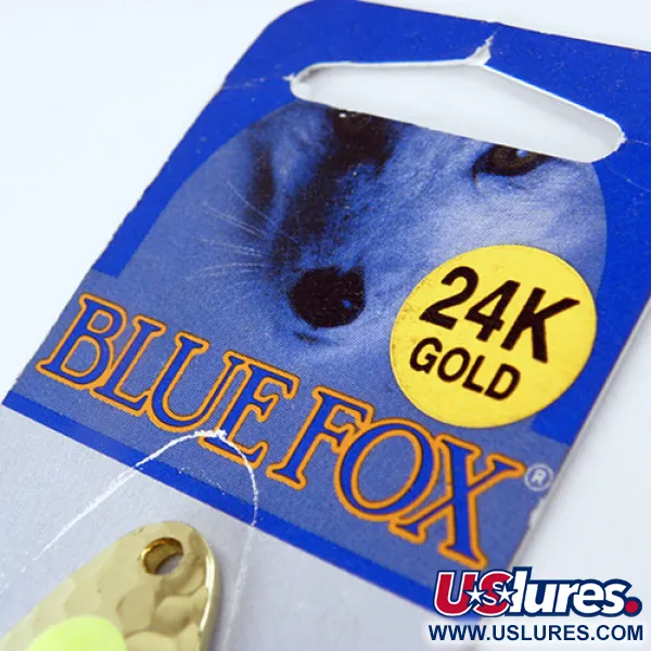   Blue Fox Pixee , 1/4oz Yellow / 24 Carat Gold Plated fishing spoon #1134