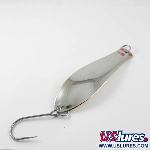 Vintage  Prescott Spinner Big Doctor 285, 1oz Nickel / Gold / Red dots fishing spoon #1177