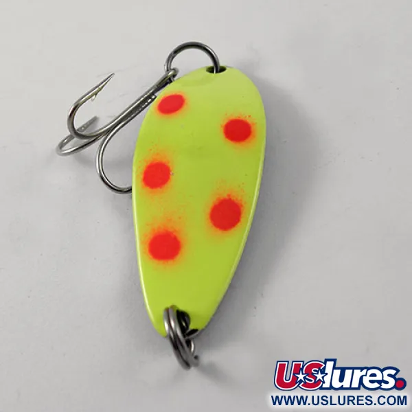 Vintage  Seneca Little Cleo, 1/4oz Yellow / Red / Nickel fishing spoon #1185
