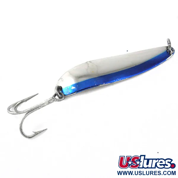 Vintage  Luhr Jensen Krocodile Die #4, 1/2oz Nickel / Blue fishing spoon #1192