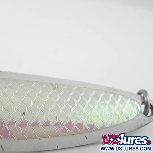 Vintage  Luhr Jensen Krocodile Die #5, 3/4oz White fishing spoon #1193