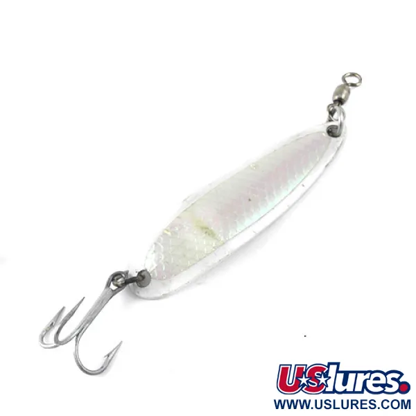 Vintage  Luhr Jensen Krocodile Die #5, 3/4oz White fishing spoon #1193