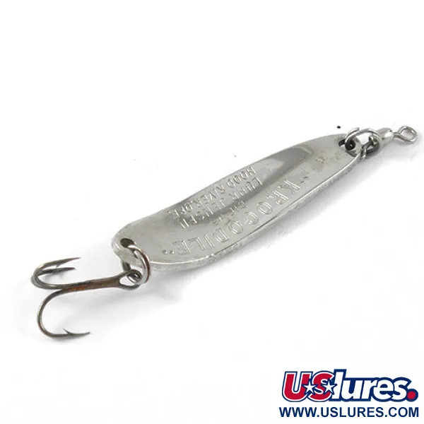 Vintage  Luhr Jensen Krocodile Die #3, 1/2oz Nickel / Green fishing spoon #1197